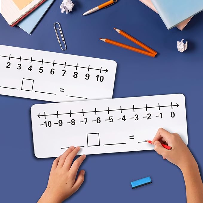 2 Pack -10 to10 Double Sided Dry Erase Number Line Board for Students，Teacher Supplies, Number Line for Classroom and Desk, Math Manipulatives for Math Center，High Quality Durable 12 x 4 Inch 0 to 20