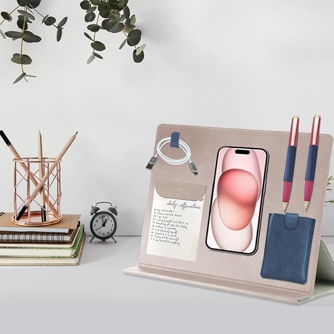 Magnetic Adhesive Hexagonal Plate with Storage Set Padfolio PU Leather Organizer (Set 4)