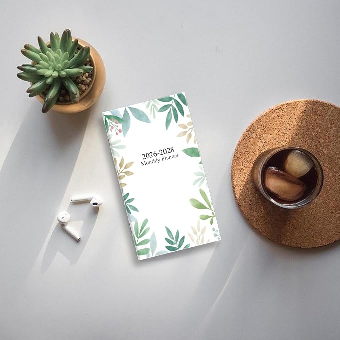 2026-2027 Pocket Calendar for Purse – Mini Monthly Planner from July 2026 to June 2028, 2 Year Monthly Calendar for Organizing & Planning, 3.5" x 6.5", Green Leaf - A