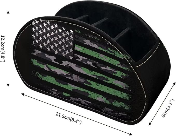 American Camouflage TV Remote Holder with 5 Compartments, Office Desk Organizers Nightstand Organizers/Bedside Table Accessory, Storage for Controllers/Media Players
