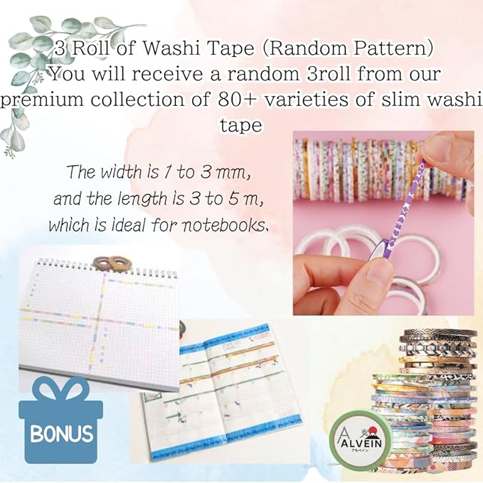 Traveler's Notebook Refill Set – 017 Monthly + 019 Weekly Memo + Bonus Random Washi Tape (3 Roll) – Undated Planner Inserts, Journal Gift Idea