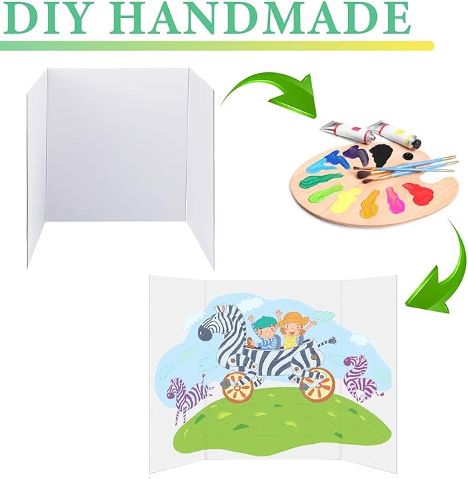 Trifold Poster Board, 24" x 16", 5-Pack, White Corrugated Project Boards for Science Fairs, School Projects, Event Displays, and Business Presentations