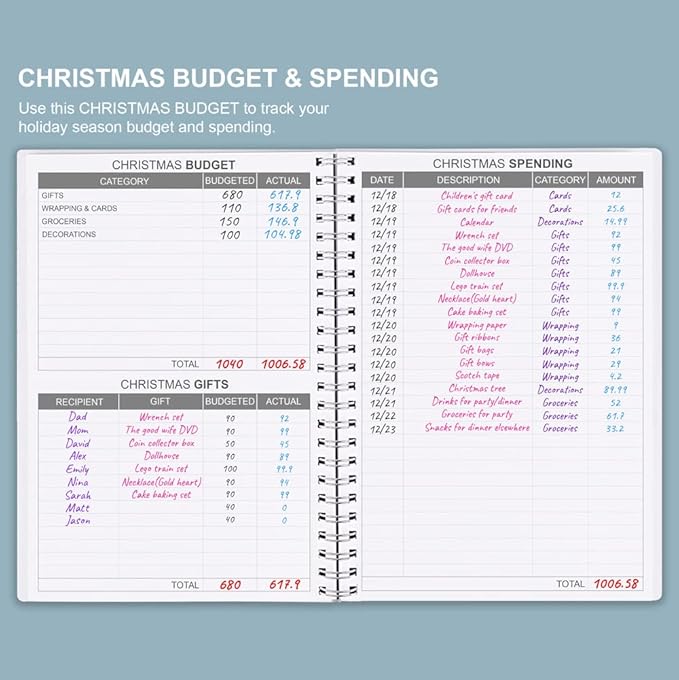 Budget Planner & Monthly Bill Organizer with Pockets. Expense Tracker Notebook, Budgeting Journal and Financial Planner Budget Book to Control Your Money, PP Cover, A5 – Blue Watercolor