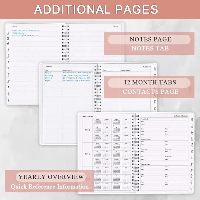 2026 Planner - Planner 2026 from January 2026 - December 2026, Monthly and Weekly Calender with 12 Tabs, 8.5" x 11", Pink