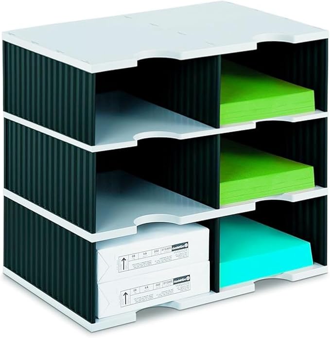 Ultimate Office Tierdrop Desktop Organizer. 6-Compartment High Capacity Mail, Classroom and Literature Sorter, Features Extra High Slots for Bulky Packages & Supplies. Add-On Tiers for Easy Expansion