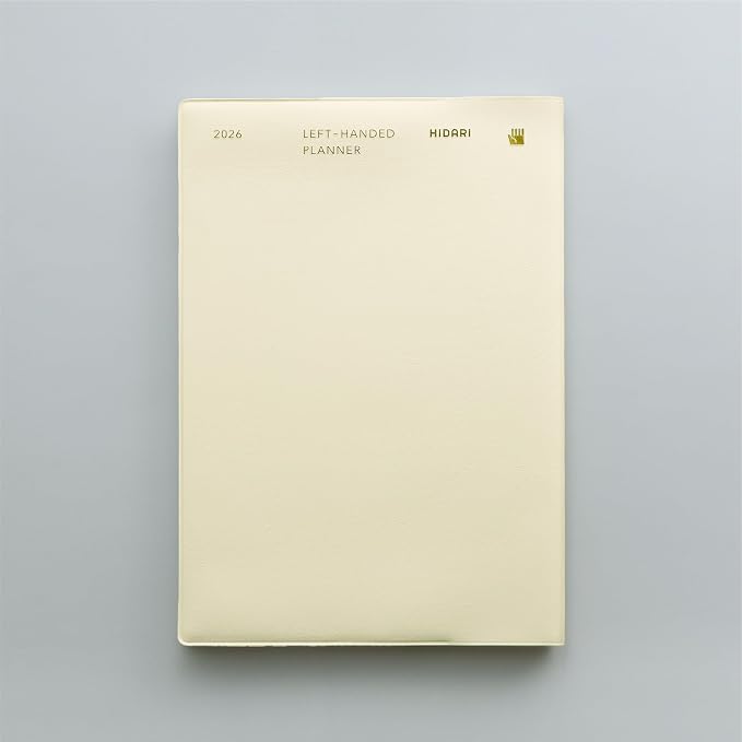 HIDARI Left-handed planner 2026 Japan edition, monthly and weekly, Jan 2026-March 2027, 5×7" (Ivory)