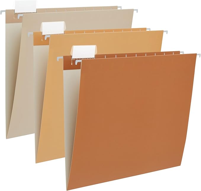 6 Pack Gradient Hanging File Folder Letter Size Reinforced Hanging Folders with 1/5-Cut Adjustable Tabs File Folders for Filing Cabinet Organizer for Office Home Medical Charts, Orange