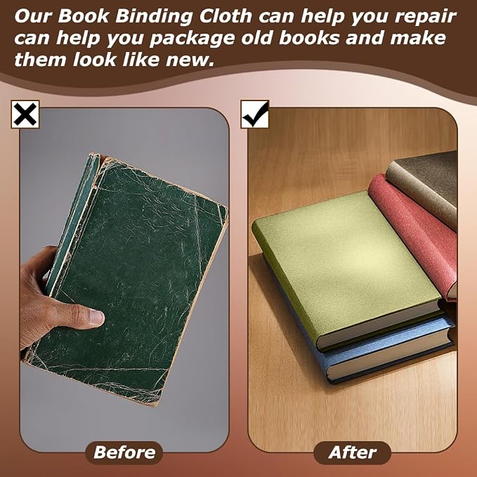 CRASPIRE 51x11.8 Inch Green Grassy Book Cloth Paper Backed for Book Cover Binding Weave Linen Fabric Surface Protector Book Binding Cloth for Adult Scrapbooking Album DIY Crafts