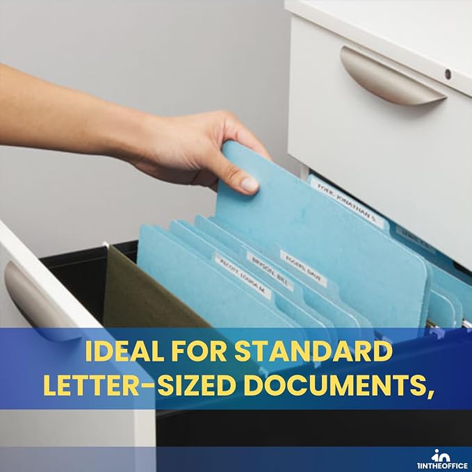 1InTheOffice Classification Folders, 2 Divider Classification Folders, File Folders with Dividers, 2.5" Expansion, Letter Size, Light Blue, 20 Pcs