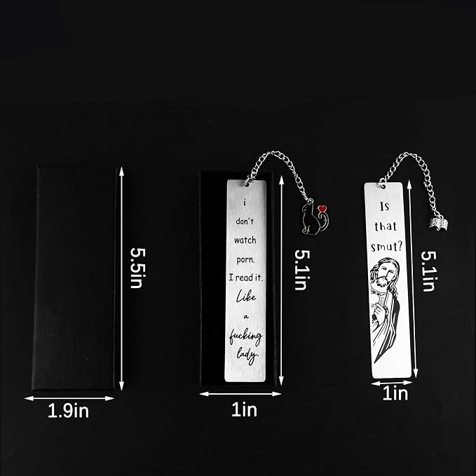 2Pcs Funny Smutty Jesus Bookmark Gifts for Men & Women - Metal Book Mark, Stainless Steel, Unique Friend & Coworker Gifts