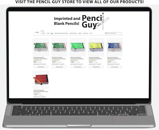 Pencil Guy Promotional Personalized Imprinted Natural Round Pencils 144 to a box. 19 color(s) to choose from!