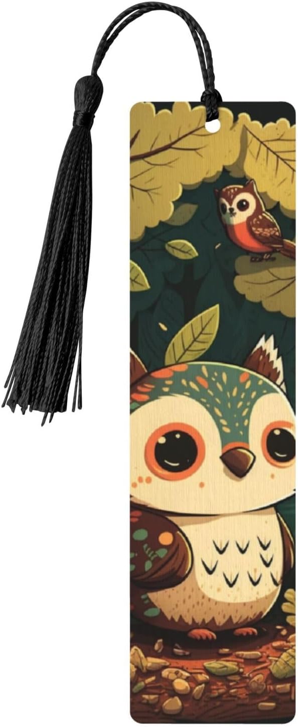 Owl Animal Cute Background_2165776 (1) 5pcs Wood Bookmarks with Tassel for Planner Reading Book Lovers Accessory Readers Men Women 4.6 X 1.2 Inch