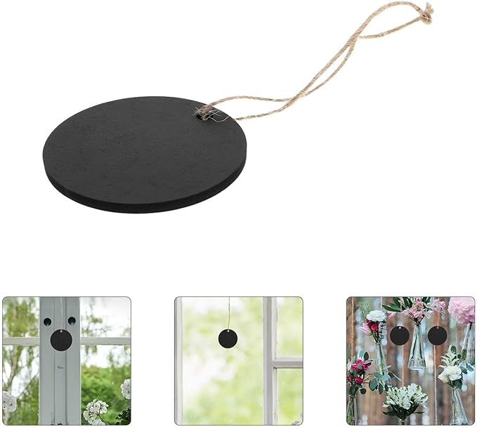 Operitacx 10Pcs Hanging Chalkboard Sign, Small Double Sided Hanging Chalkboard Tag with String, Erasable Labels Mini Chalk Boards for Message Party Wedding