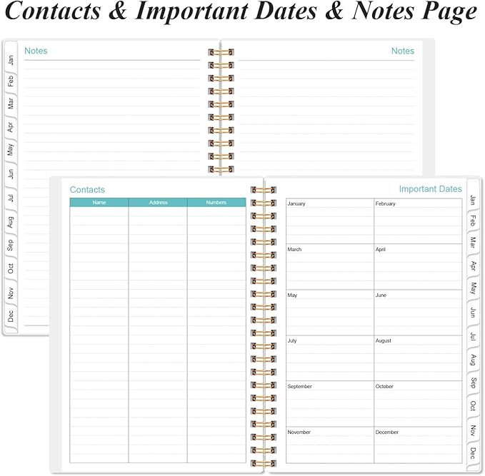 2026-2027 Monthly Planner - January 2026 - June 2027, Two Pages Per Month, 18 Monthly Calendar/Planner with Tabs, Inner Pocket, 6.4" x 8.5", Blue Leaf Flower