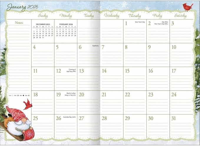 Lang, Gnome Sweet Gnome 2026 Pocket Planner, 4.9'' X 6.6'', Weekly Calendar with Spiral Binding