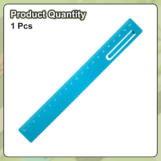 HARFINGTON Straight Ruler 20cm Metric Metal Aluminum Alloy Measuring Bookmark Clip Ruler Scale Tool for Measure Study Reading Classroom Office, Blue