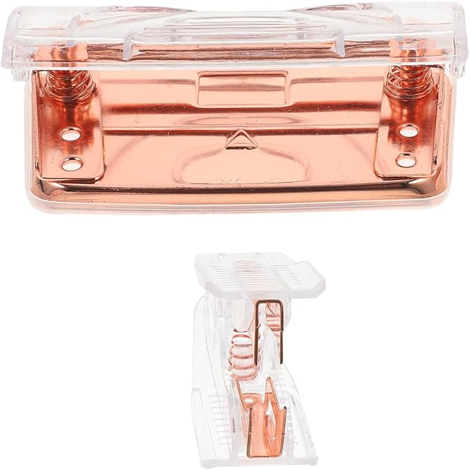 VILLCASE 4sets Cardboard Two Hole Puncher Stapler Remover Set Portable Office Staple Puller Stylish Rose Gold Design for Efficient Document Organization