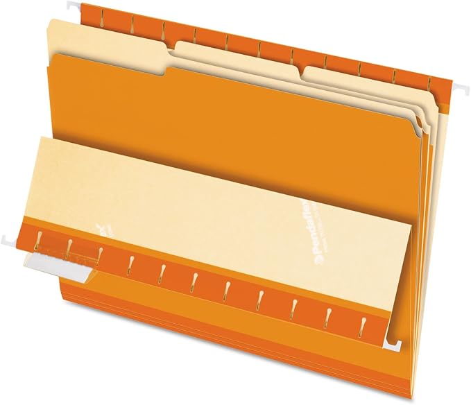 Pendaflex Interior File Folders, 1/3 Cut, Top Tab, Letter Size, Orange, 100 per Box (4210 1/3 ORA)