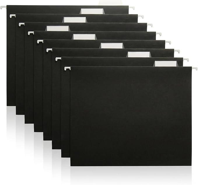 Black Hanging File Folders – 8 Pack, Letter Size File Organization Folders for Home, Office, School & Filing Cabinets