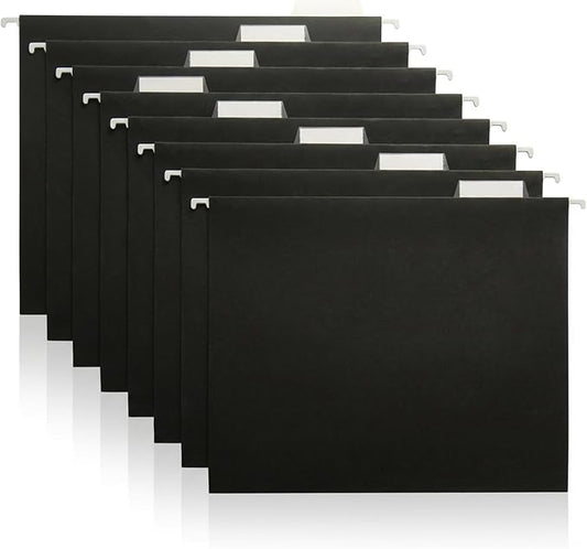 Black Hanging File Folders – 8 Pack, Letter Size File Organization Folders for Home, Office, School & Filing Cabinets