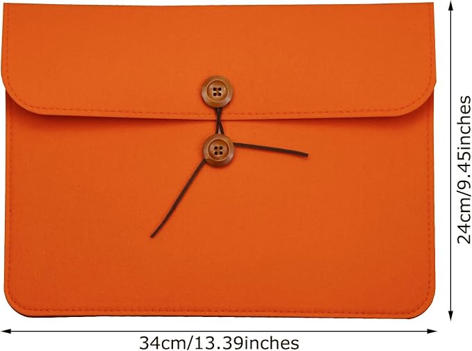 A4 Document Holder Felt File Folder Paper Portfolio Case Letter Envelope Folders with String Tie Closure (1, Orange)