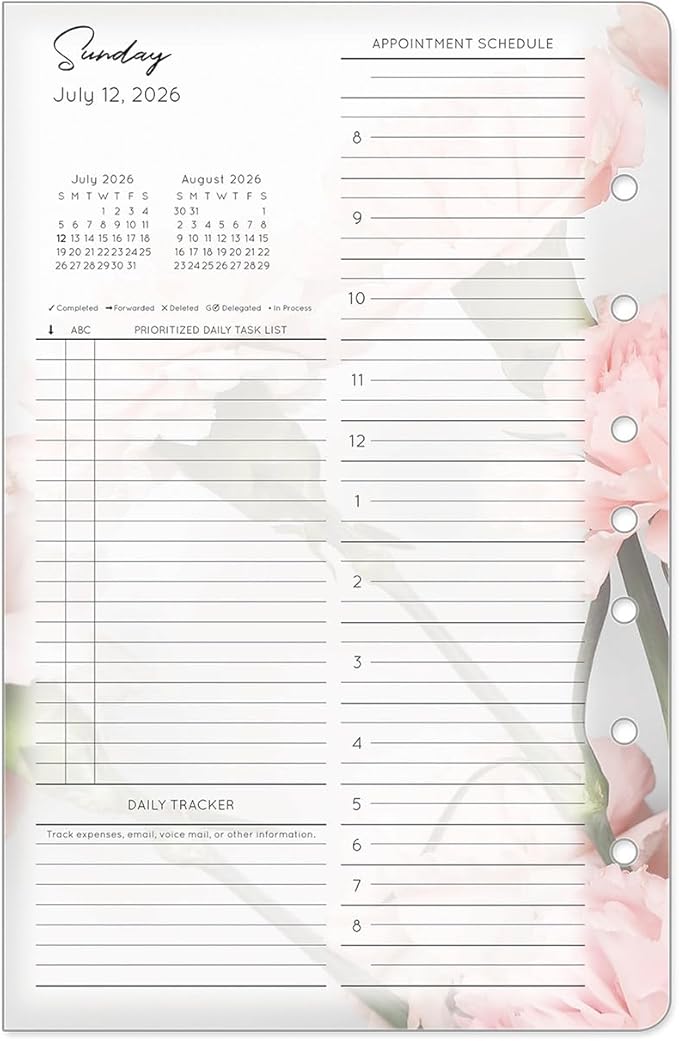 FranklinCovey - Blooms Ring-Bound Planner Refill - Two Page Per Day (Classic, Jul 2026 - Jun 2027)