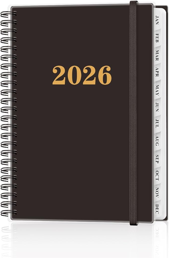 2026 Planner - Weekly and Monthly Planner from Jan 2026 - Dec 2026, Spiral Planning 2026 with 12-Month Tabs, Inner Pocket, 6.25" x 8.5", Black