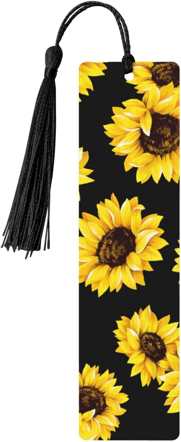 Sunflower 5pcs Wood Bookmarks with Tassel for Planner Reading Book Lovers Accessory Readers Men Women 4.6 X 1.2 Inch