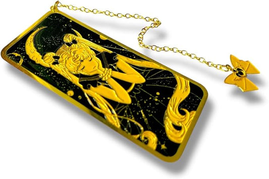 Anime Bookmark Gojo Satoru Metal Bookmark with Chain Japanese Style Manga Accessories Otaku Collectible Reading Gift Anime Gifts Gojo Gifts Book Lover Present Japanese Anime Merch (Moon)
