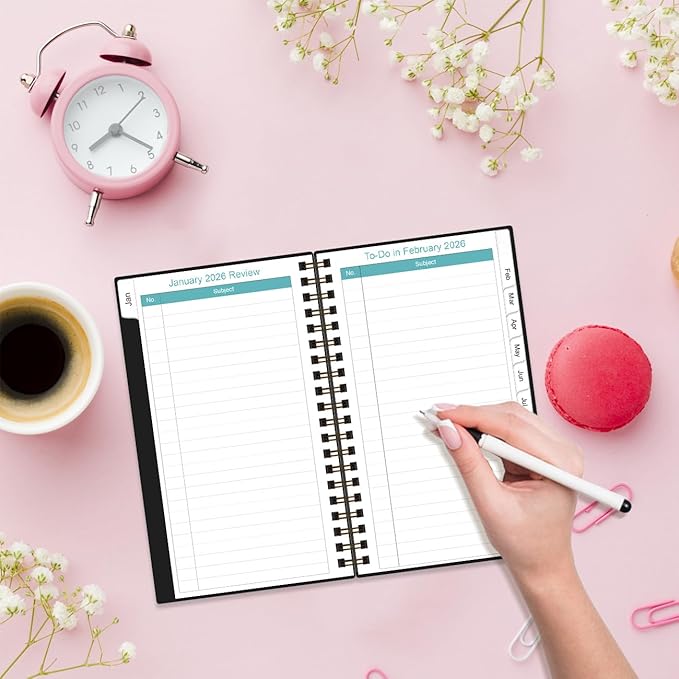 2026-2027 Monthly Planner - January 2026 - June 2027, Two Pages Per Month, 18 Monthly Calendar/Planner with Tabs, Strong Twin-Wire Binding, Inner Pocket, 3.75" x 6.5", Black