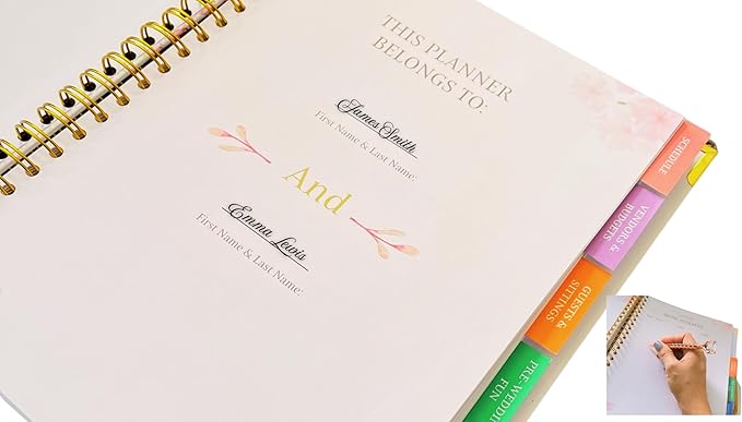 3 Pieces Wedding Planner Wedding Planner Book with Rose Gold Pen and Stickers 9.5 x 11.5 Wedding Book Wedding Gifts Wedding Planning Book and Organizer Bride Book
