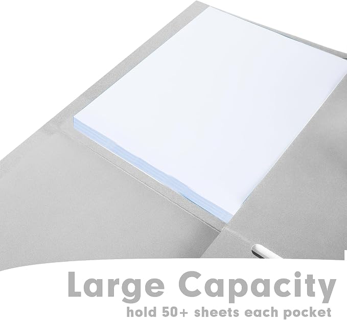 Two Pocket Folders, RAZCC 75 Pack 2 Pocket Folders Fit Letter Size Paper, Paper Folders with Pockets for School Office Business Home (Grey)