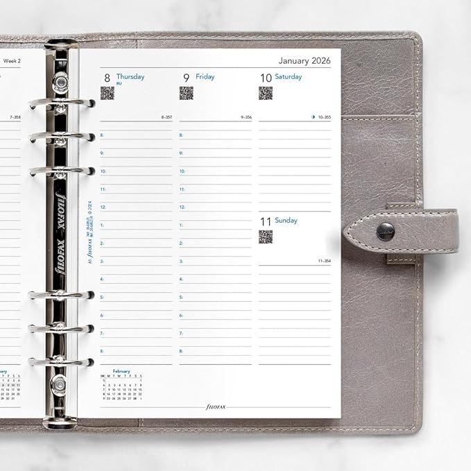 Filofax Calendar Diary Refill, A5 Size, Week-to-View with Appointments, White Paper, English, 2026 (C68521R-26)