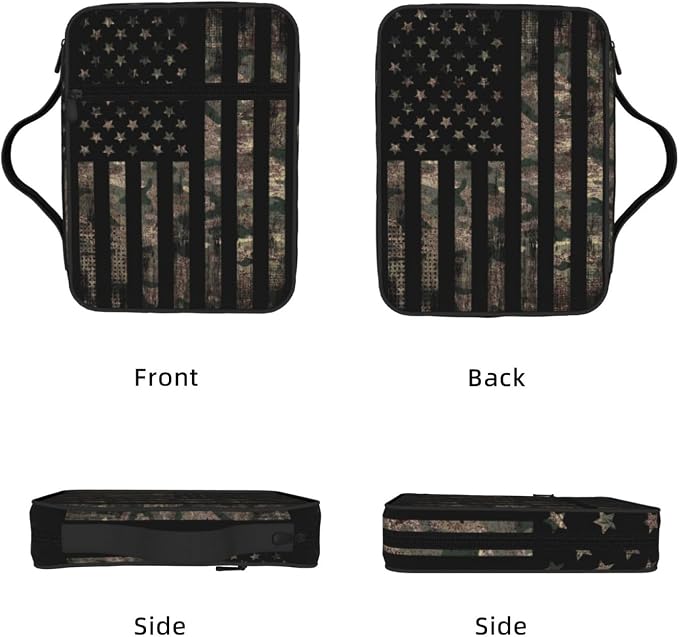 Camouflage Hunting Tactical Camo American Flag Bible Cover Case Carrying Book Protector Case Bible Study Supplies Accessories Holder Case Christian Gift for Women Men