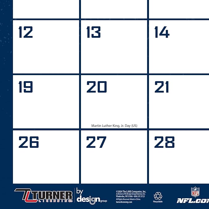 Turner Sports New England Patriots 2025 22x17 Desk Calendar (25998061543)