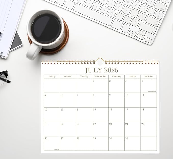2026 Calendar - 2026-2027 Wall Calendar from January 2026 - June 2027, 18 Months Calendar with Premium Paper, Twin-Wire Binding & Hanging Hook, 8.5" x 11", Golden
