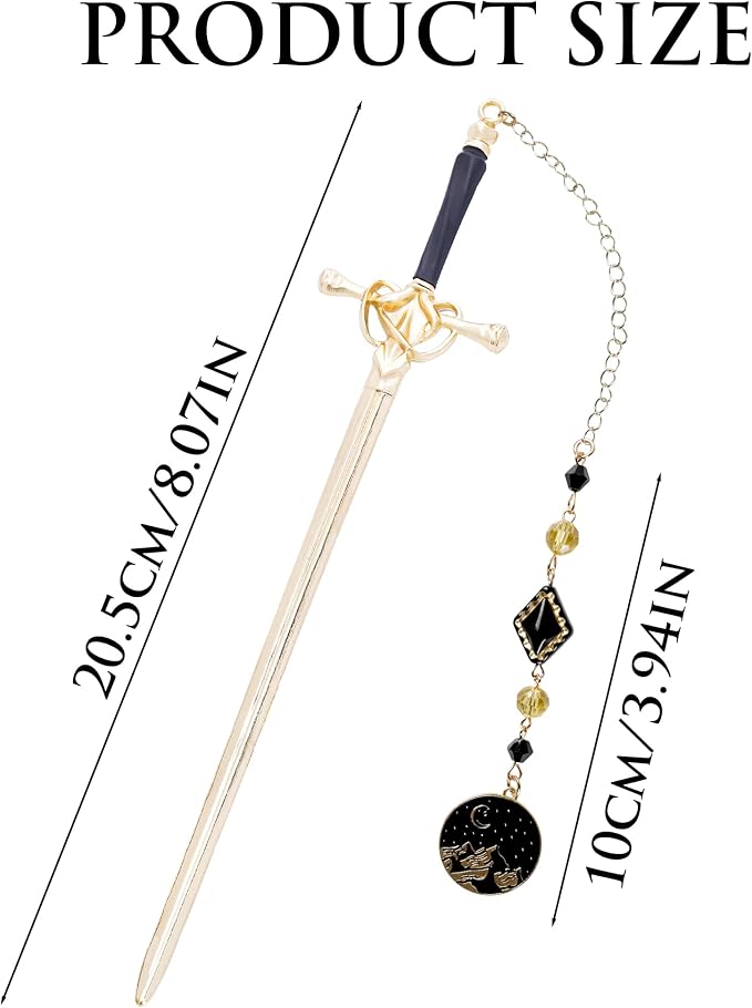 Charm Acotar Sword Bookmark - Fantasy Vintage Metal Book Marks for Women Men Students Teachers Reader Page Mark with Crystal Beads Mountains Charms Reading Lovers Birthday Gifts Accessories
