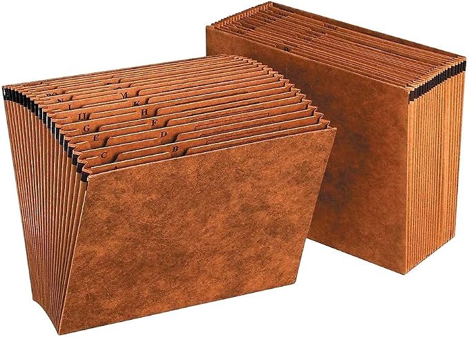 Staples Letha‑Tone Expanding File, A–Z Alphabetical Index, 21‑Pocket Organizer, Letter Size, Brown Redrope