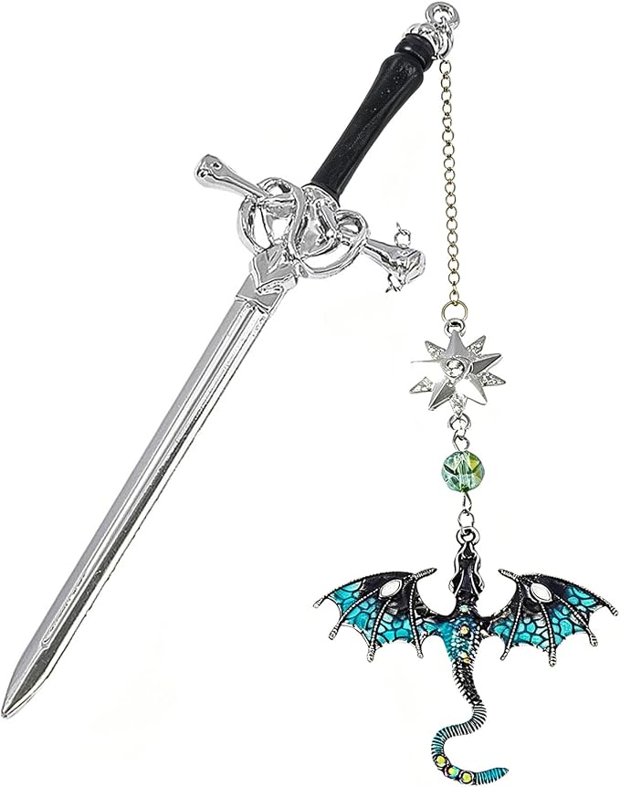 Letter Opener Envelope Slitter Mail Opener Tool Fourth Wing Fantasy Dragon Sword Bookmark, Inspirational Bookmarks for Book Lovers, Bookworm Reader School Office Supplies Gift Blue Dragon