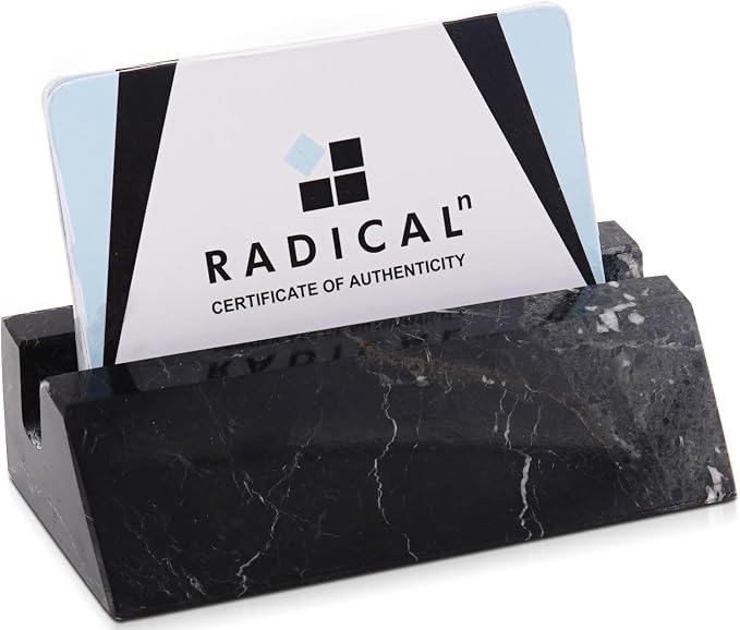 Radicaln Marble Business Card Holder - Black, 4" Handmade Office Card Holder & Organizer