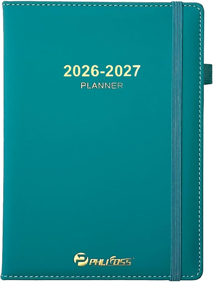 Daily Planner 2026-2027, Academic Calendar(July 2026 - June 2027) - One Page Per Day, Daily Monthly Agenda, 5.7" x 8.3" Appointment Book with Hourly Schedule and Monthly Tabs (Green Lake)