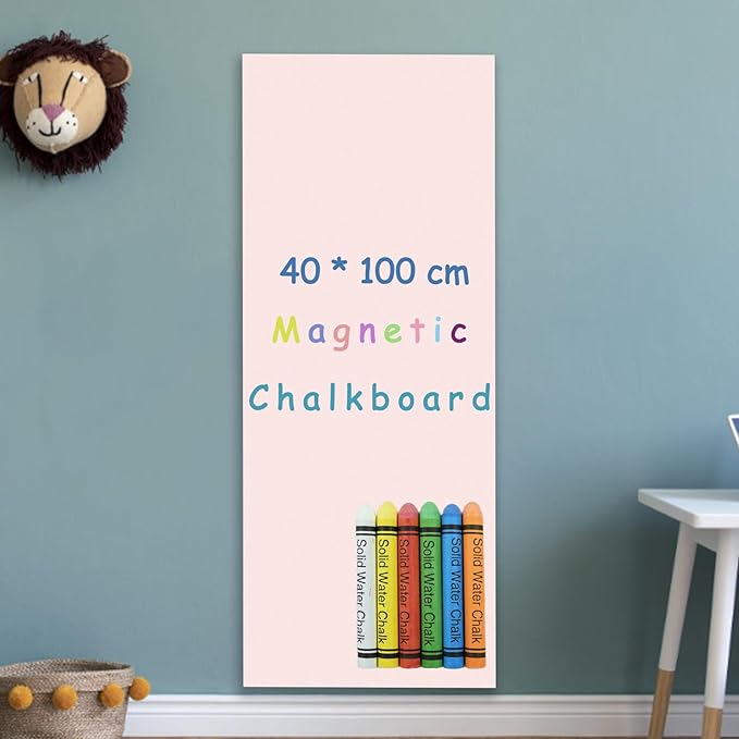 Magnetic Chalkboard Contact Paper for Wall,Peel and Stick Self Adhesive Blackboard Wall Decal Roll for Home School,40",x 16",Pink (CB-PK-40100)
