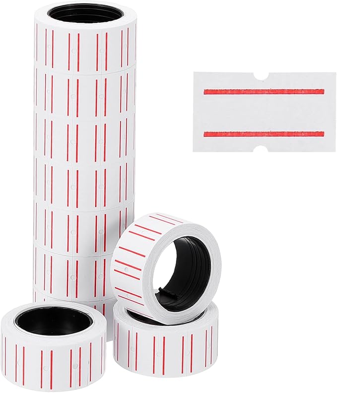 PATIKIL Pricing Labels, 10 Rolls 3000 Price Price Gun Labels Self-Adhesive Rectangular Puzzle Shape Marker Tag Stickers for Date Gun, White-Red