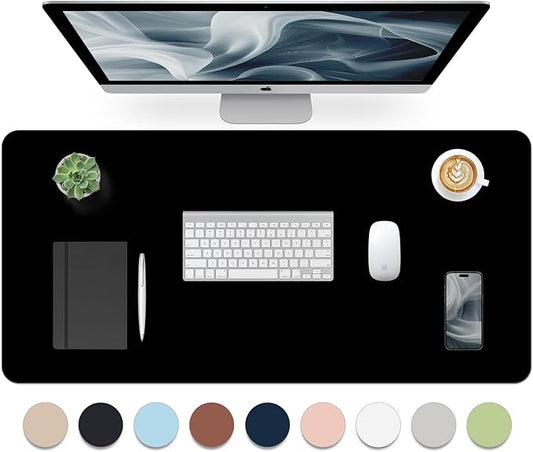 Bloss Black Leather Desk Pad, Large Mouse Pad 35.4×17 Inches, Waterproof Office Desk Mat, Non-Slip Desk Pad Protector, Leather Desk Blotter for Home Office Essentials