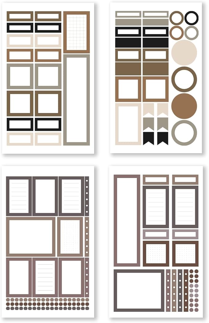 Rongrong Neutral Palette Functional Planner Stickers Book for Planners, Calendars, Journals – Elevate Your Planner's Functionality – Scrapbook Accessories – 25 Pages