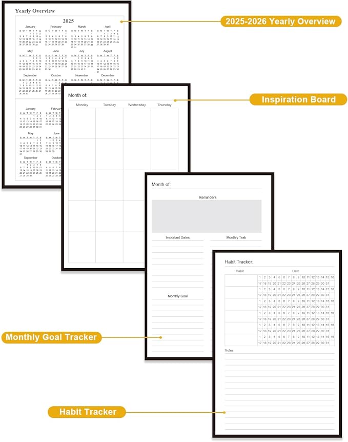 Academic Planner for 2026-2027 or Anytime – 5.8" x 8.5" Undated Weekly Student Planner For Homeschool, High School, College & Nursing Students, 200 Pages, Black