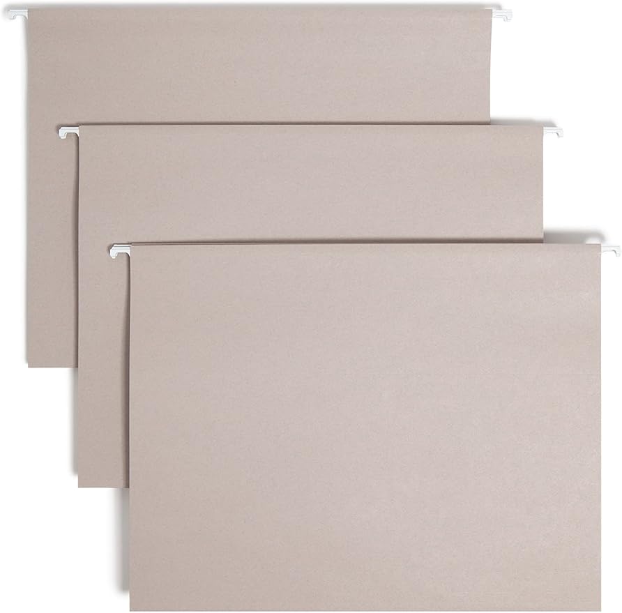 Smead TUFF Hanging File Folder with Easy Slide Tab, 1/3-Cut Sliding Tab, Letter Size, Steel Gray, 18 per Box (64092, Rod Color May Vary)