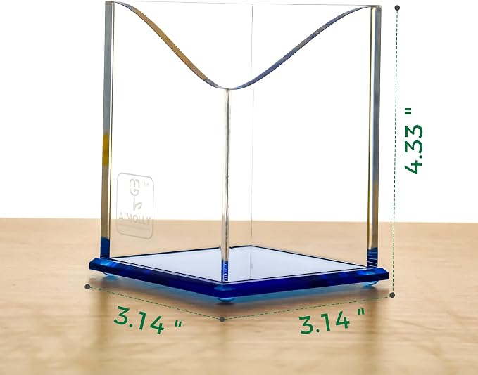 Blue Acrylic Pencil Pen Holder Cup, Desk Accessories Holder,Makeup Brush Storage Organizer, Modern Design Desktop Stationery Organizer for Office School Home Supplies, 3.1x 3.1x 4.3 inch