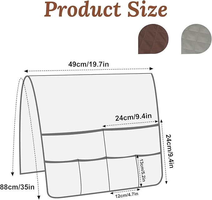 Sofa Armrest Organizer with 6 Pockets, Remote Control Holder for Recliner, Non-Slip Couch Sofa Chair Armrest Organizer, Armchair Caddy Bedside Storage for Magazine Book TV Phone iPad Tablet (Coffee)