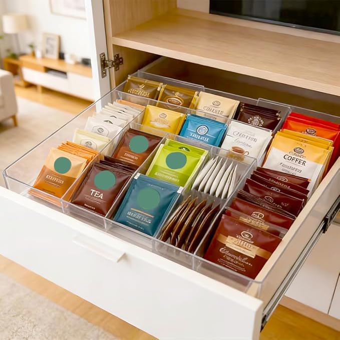 CEYAZYE Acrylic Expandable Drawer Organizer, Clear Makeup Vanity Dividers Trays with 8 Compartment, Versatile Desk Accessories Storage for Office Supplies Junk Silverware, (10.6"-16.9") x 10.6" x 2.3"